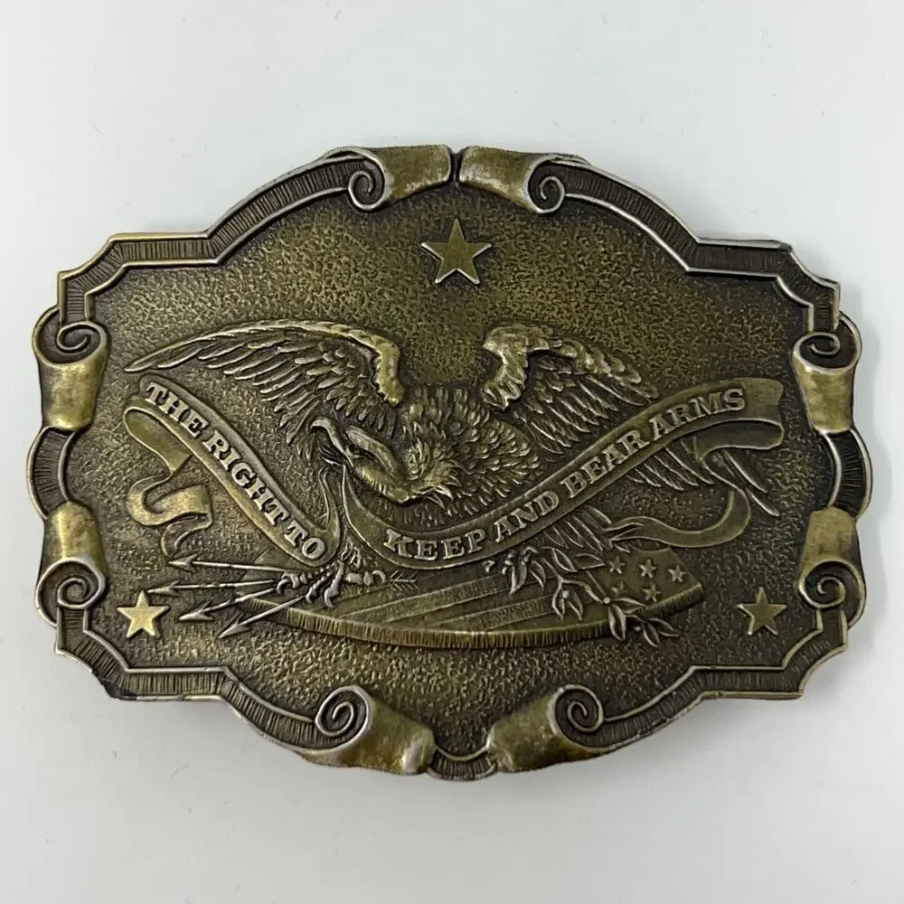 Vintage Right To Bear Arms Bald Eagle Belt Buckle 2nd Amendment Guns Firearms